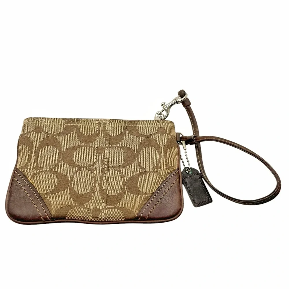 Coach Signature Brown Wristlet - Picture 2 of 7